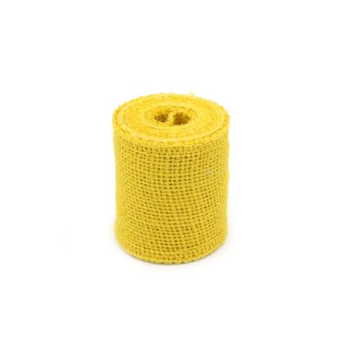 DOITOOL Gelbes Juteband Naturbelassene Juterolle für Weihnachtsdeko DIY Basteln Geschenkverpackung Kratzfestes Dekoband mit Rustikalem Look Vielseitig Verwendbar für Kränze und Tischdeko von DOITOOL