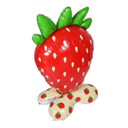 DOITOOL Giant Foil Strawberry Balloon Stehender Früchte Ballon Sommerparty Deko Kindergeburtstag Erdbeer für Innen und Außen Berry First Birthday von DOITOOL