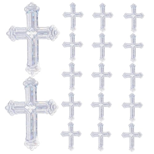 DOITOOL Glitter Kreuz Tischdeko Konfetti Faderesistent Langlebig Leichter Kunststoff Funkelnd Vielseitig für Religiöse Feiern Taufe Shower Hochzeit Weihnachten Silber von DOITOOL