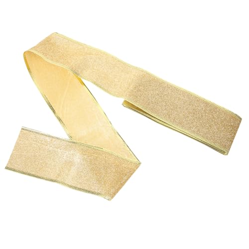 DOITOOL Glitzerndes Weihnachtsband Gold Dekoratives Geschenkband mit Glitterpulver für Weihnachtsbaum Deko Basteln Festliche Schleifen Ornamente von DOITOOL