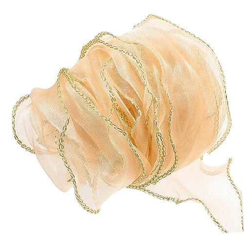 DOITOOL Goldumrandetes Chiffonband Breit Reißfestes Dekorationsband für Hochzeitsdeko Geschenkverpackung Blumenranken Diy Schleifen Brautstrauß und Bastelprojekte DOITOOL Goldumrandetes Chiffonband Breit Reißfestes Dekorationsband für Hochzeitsdeko Geschenkverpackung Blumenranken Diy Schleifen Brautstrauß und Bastelprojekte von DOITOOL