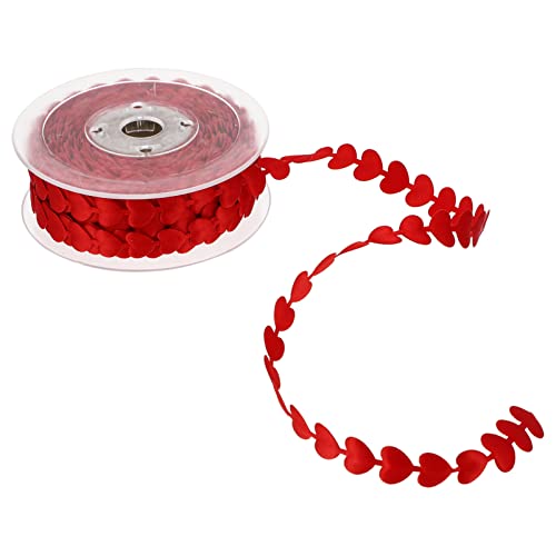 DOITOOL Herzförmiges Satinband für Diy Dekorationen Rotes Geschenkband mit Herzprägung für Hochzeiten Bastelarbeiten und Kreative Projekte von DOITOOL