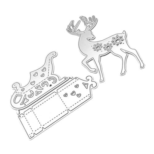 DOITOOL Hochcarbon Stahl Stanzform Weihnachts Schlitten und Rentier Robuste DIY Schneide und Prägeschablone für Grußkarten Fotoalben Scrapbooking Kreative Bastelprojekte von DOITOOL