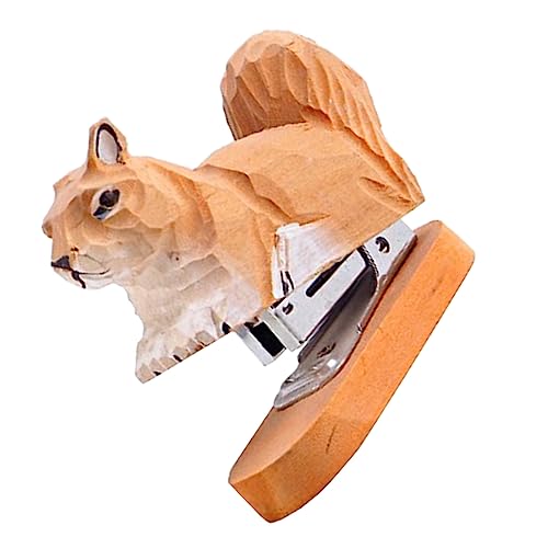 DOITOOL Hölzerner Hefter mit Kreativer Tierform Holzschnitzkunst für Schreibtisch und Büro Stabil und Langlebig für Briefpapier und Bürobedarf von DOITOOL