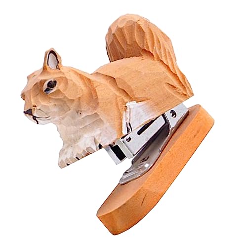 DOITOOL Holz Squirrel Heftgerät Tierische Bürodekoration mit Niedlichem Design für Schule und Büro Kompaktes und Holz Heftgerät für Kreative Schreibtischorganisation von DOITOOL