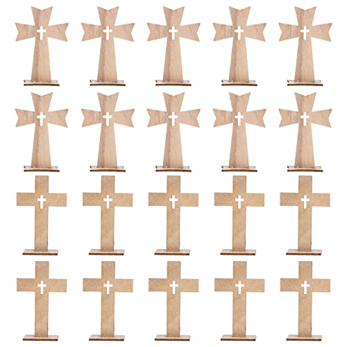 DOITOOL Holzkreuze zum Basteln, 20 Stück, kleine, unlackierte Holzkreuze mit Standkreuzen für Taufe, Tischdekoration DOITOOL Holzkreuze zum Basteln, 20 Stück, kleine, unlackierte Holzkreuze mit Standkreuzen für Taufe, Tischdekoration von DOITOOL