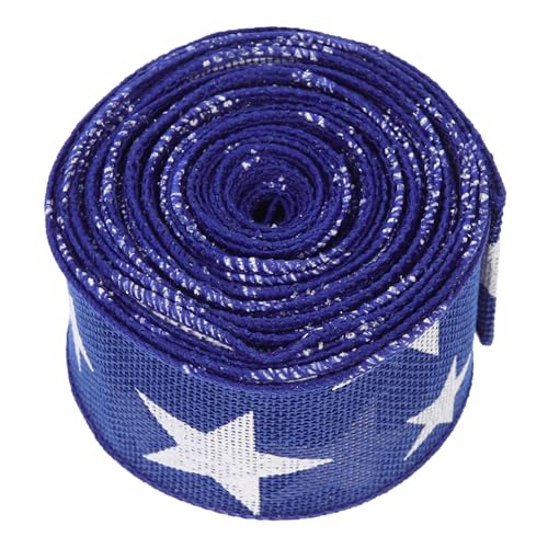 DOITOOL Independence Day DIY Geschenkband mit Weißen Sternen Polyester Dekorationsband für Party Haarschleifen Bastelprojekte und Geschenkverpackung Vielseitig Einsetzbar von DOITOOL