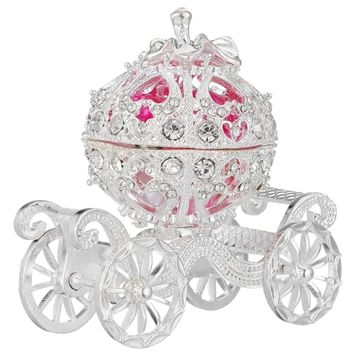 DOITOOL Kristall-Kürbiskutschen-Schmuckkästchen: Silberfarbene Strass-Prinzessinnenkutsche Schmuckschatulle DOITOOL Kristall-Kürbiskutschen-Schmuckkästchen: Silberfarbene Strass-Prinzessinnenkutsche Schmuckschatulle von DOITOOL