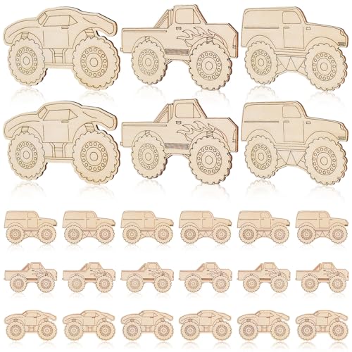 DOITOOL Lkw-Ornamente Aus Holz: 30 Lkw-Ausschnitte Basteln Holzautos Zum Bemalen Unbehandelte Holzausschnitte Fahrzeuge Zum Bemalen Partygeschenke von DOITOOL