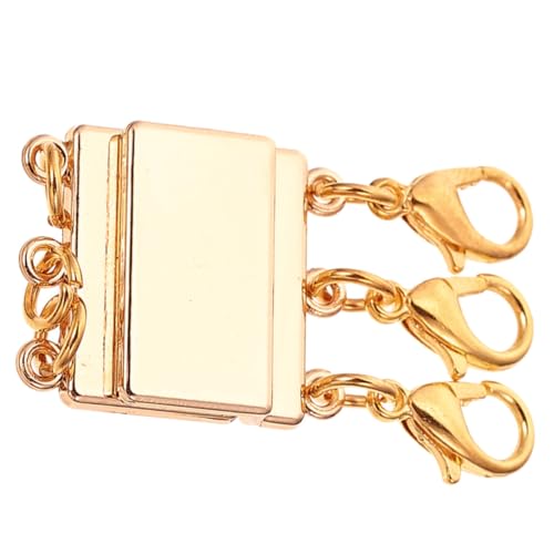 DOITOOL Magnetschnalle mit drei Ringen Silber Magnetverschlüsse für Halsketten Magnetischer Schmuckverschluss DIY Schmuckverschluss geschichtete Magnetschnalle für Halskette Kupfer Golden von DOITOOL