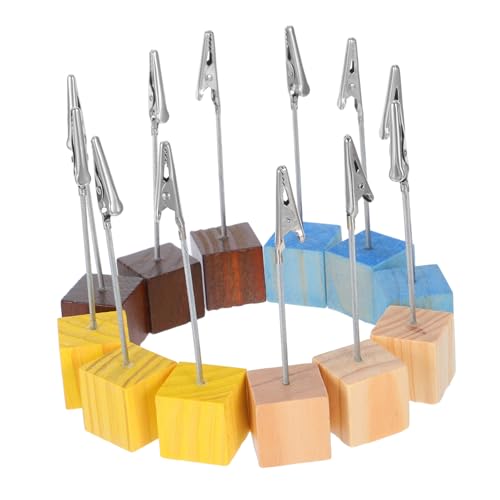 DOITOOL Memo-clip-halter Aus Holz Mit Würfelsockel Und Krokodilklemme, Vintage-schreibtisch-notizhalter Für Fotos, Karten, Memos Und Nachrichten, 12 Stück – Büro- Und Heimdekoration von DOITOOL