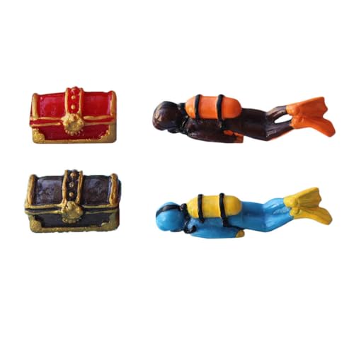 DOITOOL Miniatur Taucher Figuren Aquarium Deko Harz Mini Menschen Schatzkästen Modell DIY Epoxidharz Figuren Fischbecken Deko 4 Stücke Fotografieren Sandtisch Modellbau Mikrolandschaft Zubehör von DOITOOL