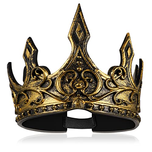 DOITOOL Mittelalterliche Krone Herren, PU Foams Königskrone, König Kostüm Zubehör Cosplay Gold Krone Prop Für Erwachsene von DOITOOL