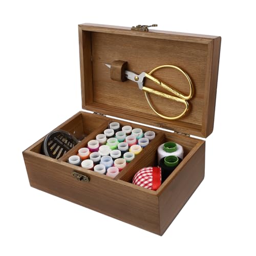 DOITOOL Nähzubehör Set mit Langlebigen Nadeln und Fadenwerkzeugen Handliches Nähwerkzeug Set im Praktischen Holzbox Design für Anfänger und Profis Vielseitig für Kleidungsreparatur und Diy von DOITOOL