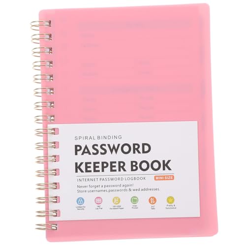 DOITOOL Passwort Buch Notizblock für Passwort Tragbares Passwortbuch Registerkarten Buch mit Passwörtern Passwort-Notizbuch Spiral Passwortbuch Passwort Bücher Papier Rosa von DOITOOL