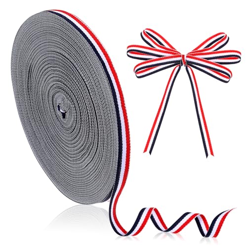 DOITOOL Polyester Streifenband Breit Rot Weiß Marineblau Vielseitiges Geschenkband für Hochzeit Verpackung Basteln Umweltfreundlich und Farbecht für Dekoration und Handarbeit von DOITOOL