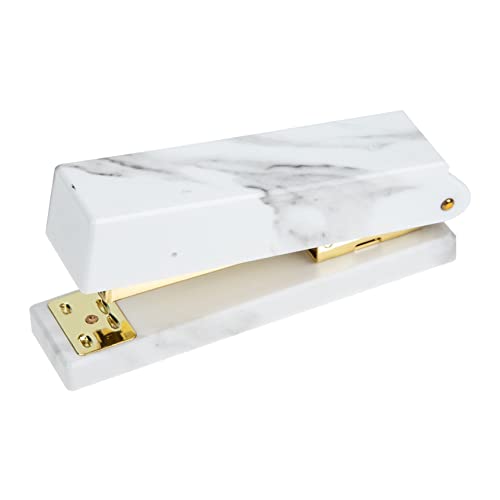 DOITOOL Praktischer Heftgerät mit Elegantem Marmor Design Handhefter Gold für Büro Zuhause Schule und Studium Hochdurable und Benutzerfreundlich für Optimale Heftung ohne von DOITOOL