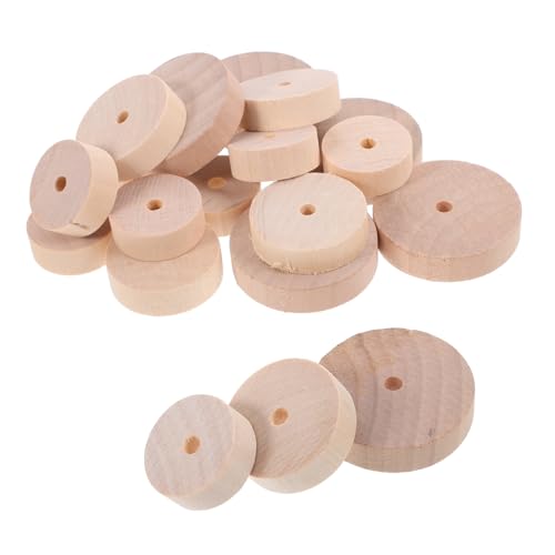 DOITOOL Radmodellmaterial Handwerk Winzig Bastelräder Kleinkinder Räder Für Spielzeugautos Babyautoreifen Reifen Für Spielzeugautos Lochplatten Holz Beige von DOITOOL