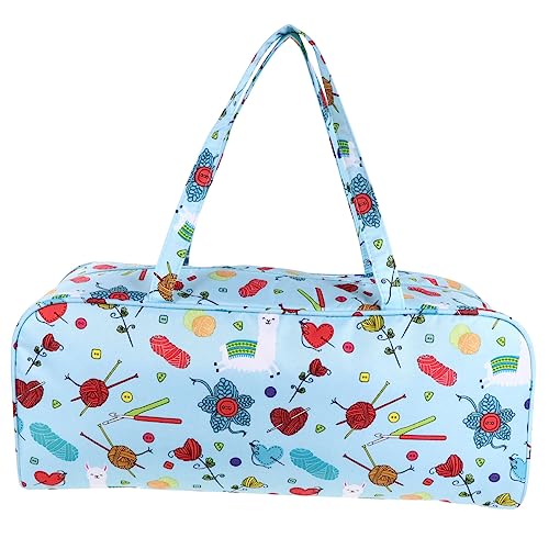 DOITOOL Riesige Praktische Stricknadeltasche Oxford Stoff Blaue Muster Schulter Handtasche Für Garn Und Unvollendete Projekte Für Aufbewahrung DOITOOL Riesige Praktische Stricknadeltasche Oxford Stoff Blaue Muster Schulter Handtasche Für Garn Und Unvollendete Projekte Für Aufbewahrung von DOITOOL