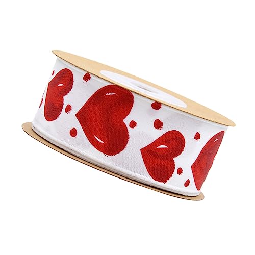 DOITOOL Rotes Polyester Herzmuster Dekoratives Geschenkband für Valentinstag Hochzeiten und DIY Verpackungen Strapazierfähig und Wiederverwendbar Glatte Oberfläche für von DOITOOL