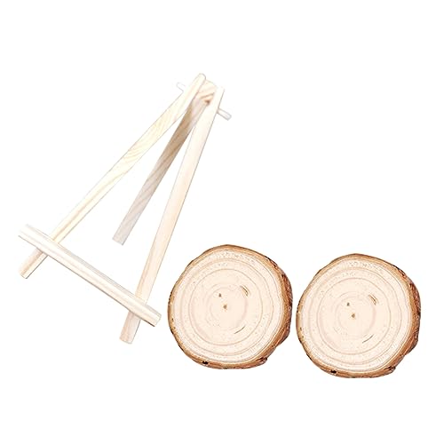 DOITOOL Runde Naturholzscheiben Ø mit Stabilem Dreibein Ständer Unvollendete Holzrohlinge für Diy Handwerk Handbemalte Dekoration Hochzeit Basteln Party Kreativspaß von DOITOOL