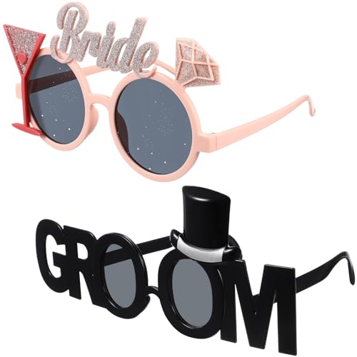 DOITOOL Sonnenbrille Für Braut Und Bräutigam: 2 Lustige Partybrillen Aus Kunststoff Mit Glitzer Für Hochzeit Brautparty Junggesellinnenabschied Dekoration Foto-Requisiten DOITOOL Sonnenbrille Für Braut Und Bräutigam: 2 Lustige Partybrillen Aus Kunststoff Mit Glitzer Für Hochzeit Brautparty Junggesellinnenabschied Dekoration Foto-Requisiten von DOITOOL