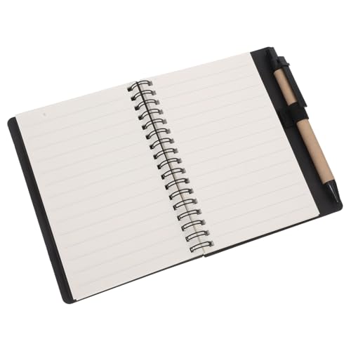 DOITOOL Spiralnotizbuch mit Haftnotizen und Integriertem Stifthalter mit Farbigen Registertabs Robustes Wiederablösbares Papier für Schule Büro und Tägliches Planen Schwarz von DOITOOL