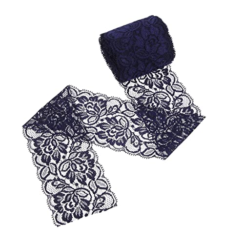 DOITOOL Spitzen Zubehör Elastischer Spitzenbesatz Nähen Schleife Spitzenband Dekoration Hochzeit Bunt Basteln Trimmen Blumenspitze Zerzaust Dekorativ Spitzenstoff Blue Spandex-garn von DOITOOL