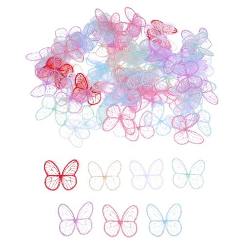 DOITOOL Spitzenbesatz, Schmetterlings-Applikation, Aufnäher, Stoff, Stickerei, Nähapplikation, DIY-Anhänger für Hochzeit, Braut, Haar, Kleid, Hut, Zubehör, gemischte Farben, 100 Stück von DOITOOL