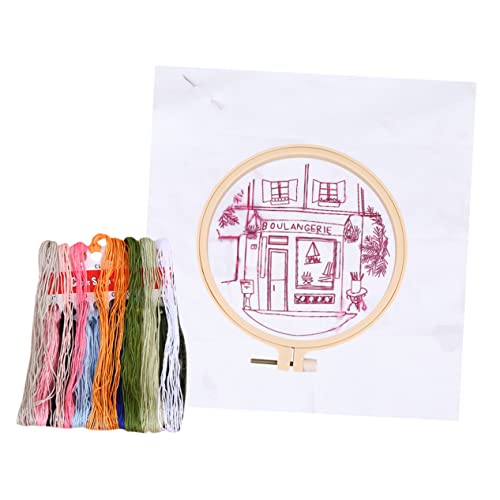 DOITOOL Stickmaterialpaket Crewel Handstickset Nähsets Kreuzstich Anfängerset Kreuzstich Sticksets Stickgarn Kreuzstoff DIY Stick Blau von DOITOOL