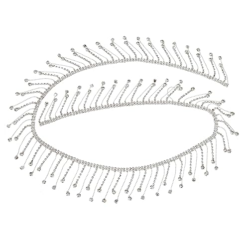 DOITOOL Strass Kette Quaste Dekorative Kristallfransen Kette Silberfarbene Glasperlen für Kleidung Diy Schmuckhandwerk Langlebig und Einfach Zuschneidbar DOITOOL Strass Kette Quaste Dekorative Kristallfransen Kette Silberfarbene Glasperlen für Kleidung Diy Schmuckhandwerk Langlebig und Einfach Zuschneidbar von DOITOOL