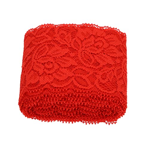 DOITOOL Stretch-spitze Breite Elastische Nähspitze Spitzenband Aus Stoff Hochzeit Bandspitze Dekorativ Elastischer Nähbesatz Dehnbar Spitze Überbacken Schnürsenkel Für Rot Nylongarn von DOITOOL