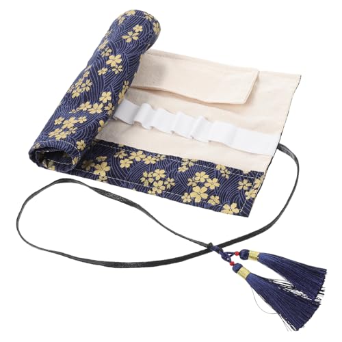 DOITOOL Strickset Rollnadel-aufbewahrungstasche Anfänger Häkchen -hakenspeichergehäuse Leer Halter Für Häkelnadeln Organisation Stricken Klein Q Navy Polyester Baumwolle von DOITOOL