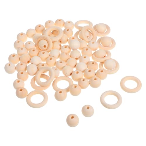 DOITOOL Teiliges Holzperlen-set mit Naturbelassenen Holzringen und Großen Holzspacer-perlen für DIY Schmuck Makramee Armbänder Kränze und Handgefertigte Dekorationen von DOITOOL