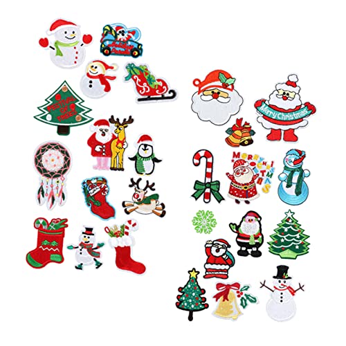 DOITOOL Teiliges Weihnachts Diy Stickerei Flicken mit Schneemann Weihnachtsmann Motiven Bestickte Applikationen für Kleidung Schuhe und Taschen Festliche Dekoration und Reparatur von DOITOOL
