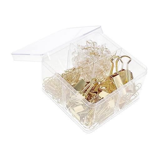 DOITOOL Transparentes Büroklammer mit Reißnägeln und Großen Kleinen Klammern Fächer Box Langlebig und Vielseitig für Notizen Dokumente Scrapbooks und Kalendermarkierung Kreatives von DOITOOL