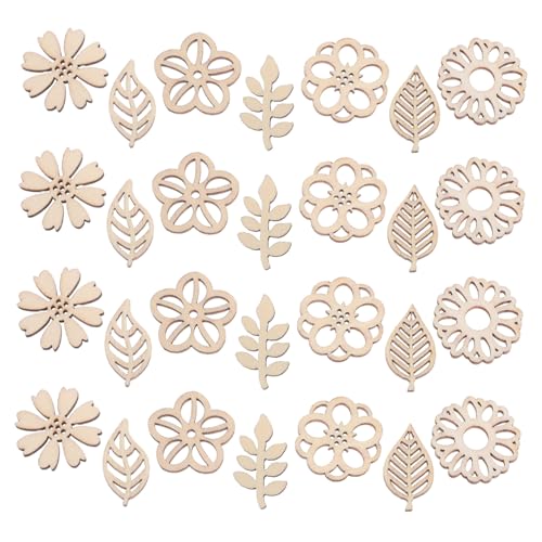 DOITOOL Unfertige Holzfiguren Blumen zum Bemalen Vielfältige DIY Bastelholzscheiben für Scrapbooking Familienprojekte von DOITOOL