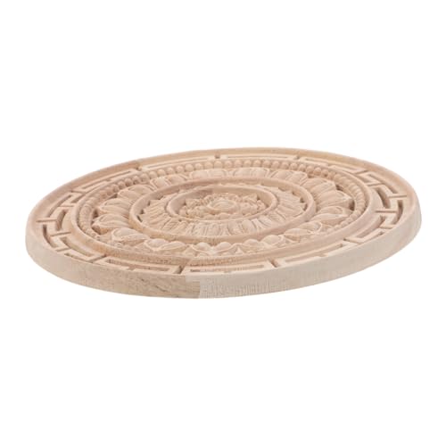 DOITOOL Unlackierte Holzapplikation Mandala Blume Rund Geschnitzte Möbelverzierung Natürliche Holzornamente für Schrank Kommode Bett Europäischer Stil Handgefertigt Dekorative von DOITOOL