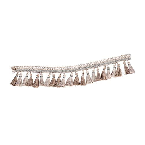 DOITOOL Vorhang Spitzenfransen Verzierungen Vorhänge Band Für Haare Trimmen Blau Dekoration Band Nähen Fransenband Mit Stoffbesatz Quaste Schleife Spitzenband Farbig Polyester Beige von DOITOOL