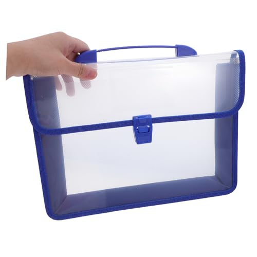 DOITOOL Wasserdichter Transparenter Dokumentenordner mit Knopfverschluss Erweiterbar mit Etikettenfach und Tragegriff Tragbare Kunststoff-mappe für Büro Schule und Business von DOITOOL