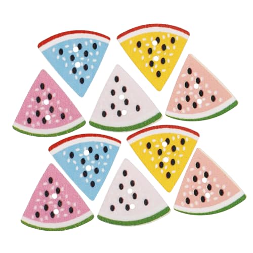 DOITOOL Wassermelonenmuster Holzknopf nähen Wassermelonenverzierungen Tasten Hersteller Form Basteln Spaß Kleiderknopf Knopf für DIY-Kleidung Mantelknöpfe DIY-Knöpfe Bastelknöpfe hölzern von DOITOOL