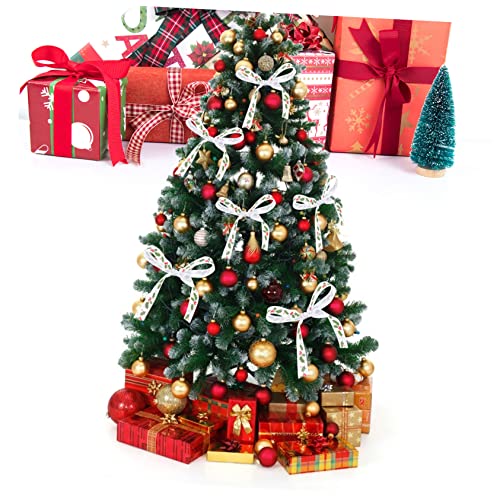 DOITOOL Weihnachtliches Geschenkband Breit Bedrucktes Polyesterband für Geschenkverpackung Weihnachtsdeko Diy Basteln Festliche Verpackungsschleife von DOITOOL