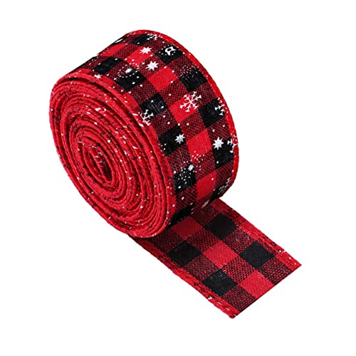 DOITOOL Weihnachtliches Geschenkband Kariert Breit Wiederverwendbares Diy Bastelband mit Schneeflockenmuster Robustes Verpackungsband für Schleifen Geschenkverpackung und Dekoration von DOITOOL