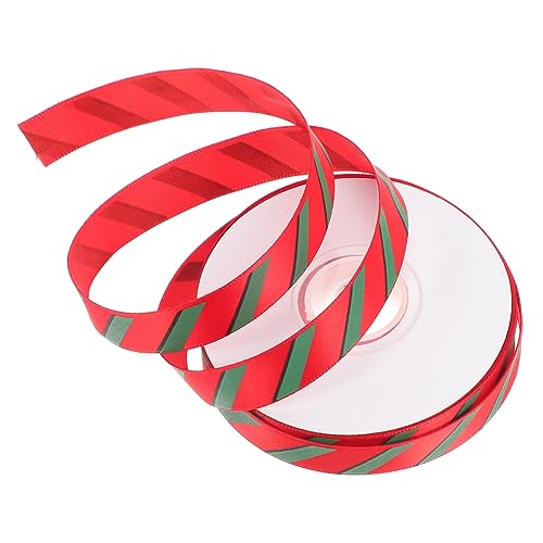 DOITOOL Weihnachtsband Rot Grün Gestreift Polyester Geschenkband DIY Schleifen Dekoration Weihnachten Baum Geschenkverpackung Festliche Bänder von DOITOOL