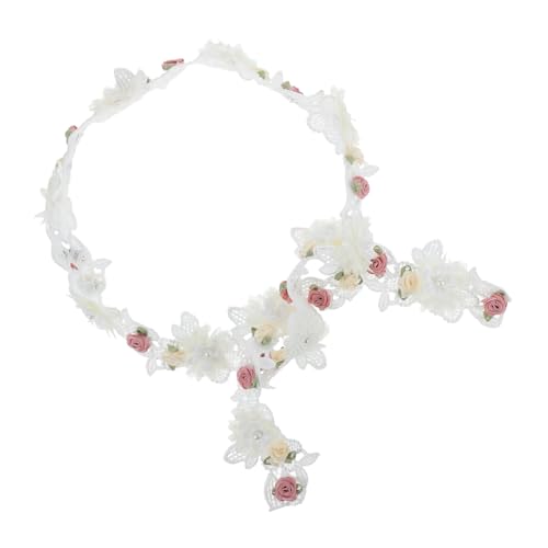 DOITOOL Weißes Spitzenband mit Künstlichen Blumen und Perlenverzierung Dekoratives Diy Ribbon für Hochzeitskleider Blumenarrangements und Bastelprojekte Breit von DOITOOL