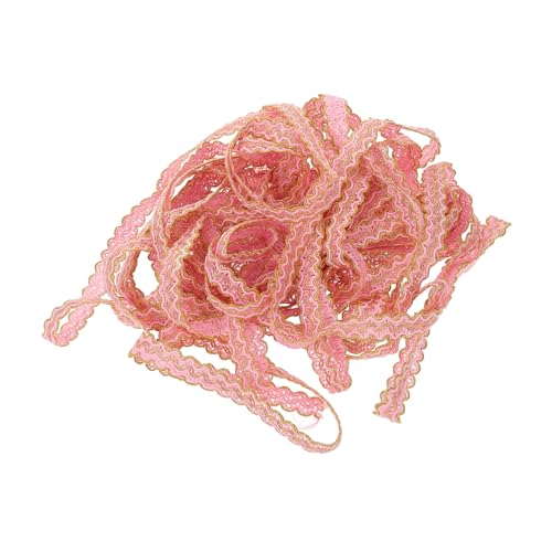 DOITOOL Wellige Spitzenhilfsmaterialien Stickerei geflochten Nähen Kleidungsstück Rüsche Kleidung trimmen Ornament Nähgarnitur Bekleidungsverkleidung Polyestergarn Rosa von DOITOOL