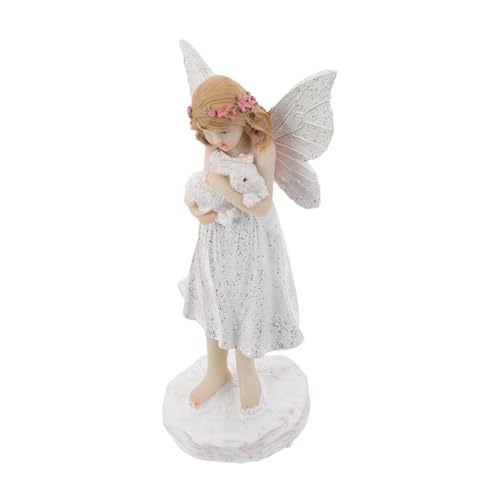 DOITOOL Wetterfeste Engel Statue aus Robustem Resin Garten Feenfigur mit Kaninchen Weihnachtsdeko für Außenbereich Geeignet als Weg und Friedhofs Dekoration Festliche Gartenskulptur von DOITOOL