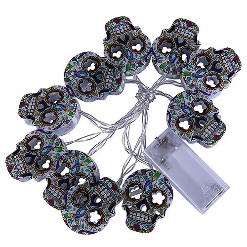 DOITOOL Zeichenfolge Lichterketten Schädellichter Led Beleuchtet Außen Geführter Draht Gespenstische Lichter Schädel Lichterketten Hängend Halloween Liefert Plastik von DOITOOL