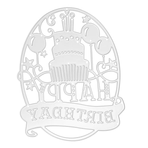 DOITOOL geburtstagstorte form geburtstag stanzteile Schneiden Geburtstagsdekorationen Scrapbooking Fondant Stanzformen DIY Schablonenform Kohlenstoffstahl Silver von DOITOOL