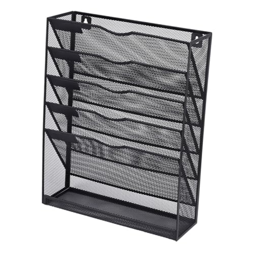 DOITOOL wandmontierter Aktenständer entsprechender Dateiordner-Organizer Wanddateiordner Wandordner Wandorganisator für das Büro Ordnerhalter zur Wandmontage Eisen Schwarz von DOITOOL